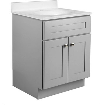 Modern Shaker Vanity Cabinet Only, 24 x 21, Gray