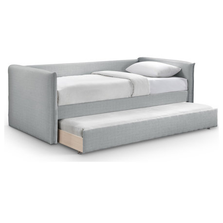 Colton Linen Textured Fabric Upholstered Daybed, Gray