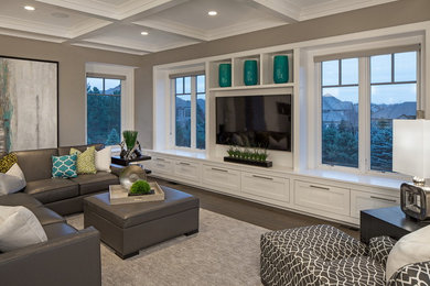 Transitional living room photo in Omaha