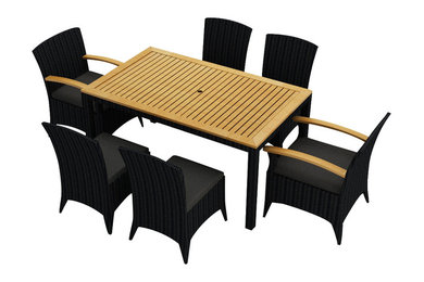 Arbor 7 Piece Modern Outdoor Dining Set, Charcoal Cushions