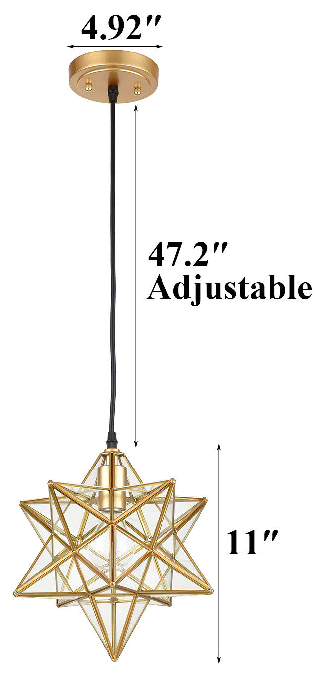 Brass Golden Moravian Star Pendant Light Star Glass Lights, 12 ...
