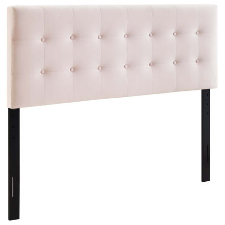 Emily Queen Tufted Performance Velvet Headboard, Pink