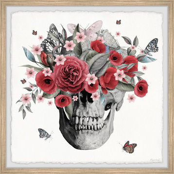 "Flowers and a Skull" Framed Painting Print, 12x12