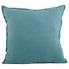 Fringed Design Down FIlled Linen 20" Throw Pillow, Sea Green