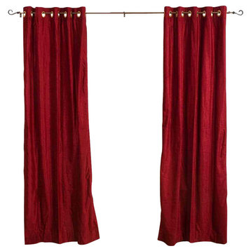 Lined-Burgundy Ring / Grommet Top Velvet Curtain / Drape  -80W x 84L-Piece