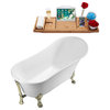 55" Streamline N343BNK-BNK Clawfoot Tub and Tray With External Drain