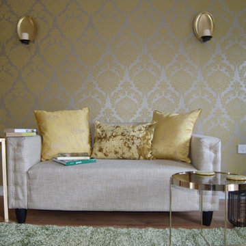 Living Room Design, Golden Sanctuary