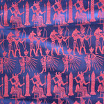 Consigned: Egyptian Motif Silk Fabric - Egyptian motif silk fabric with vivid blue and purple hues
