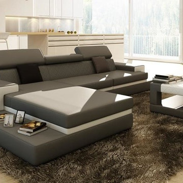 Gray Sectional Sofa with Coffee Table