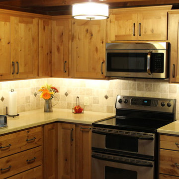 Kitchen LED Lighting Knotty Pine Cabinets