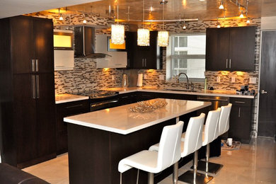 Example of a transitional kitchen design in Miami