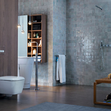 Tile and Wood-Accented Geberit Bathroom