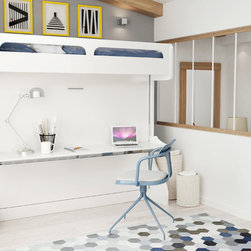 Castello - Twin Over Full Wall Bunk Bed with Table - Murphy Beds