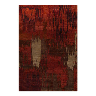 4'x5'10'' Hand Knotted Wool Abstract Oriental Area Rug, Rust Color, 4x6 ...