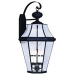 Livex Lighting - Georgetown Outdoor Wall Lantern, Black - The Georgetown looks to add regal elegance to your home with a line of lighting that embodies classic design for those who only want the finest. Using the highest quality materials available, the Georgetown begins with solid brass so that each fixture not only looks fantastic, but provides a fit and finish that will last for years as well.