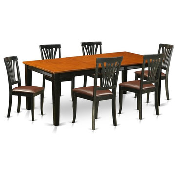 7-Piece Dining Set, Table, 6 Wood Chairs With Cushion