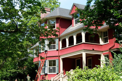 Example of a minimalist exterior home design in Boston