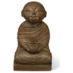 China Furniture and Arts - Shaolin Temple Stone Monk Chinese Statue - This stone statue depicts a Chinese Shao Lin Temple monk seated in a meditating position. The monk holds his head high with a peaceful facial expression, spreading feelings of zen and tranquility. The partially polished stone finish gives the piece an interesting depth. A great work of art and craftsmanship that is perfect for indoor and outdoor use in any season.