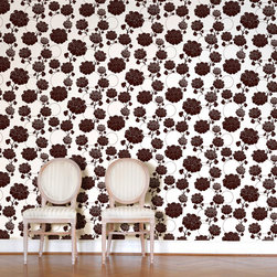Brown Flowers and Circles Wallpaper Tiles - Home Decor
