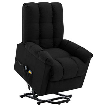 vidaXL Power Lift Recliner Electric Lift Chair for Home Theater Black Fabric