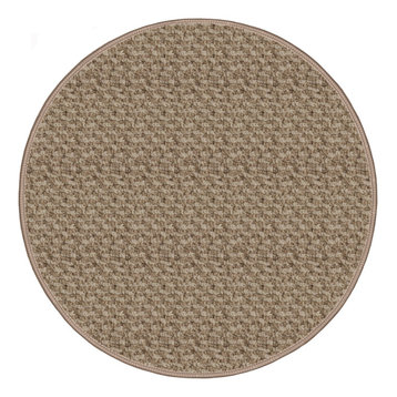 Nugget Indoor/Outdoor Carpet, Soft Textured Loop Rugs, Ivory, Round 7'