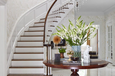Inspiration for a timeless multicolored floor foyer remodel in New York with multicolored walls