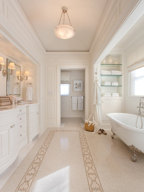 Traditional Bathroom Design Ideas, Remodels & Photos with Beige Tile