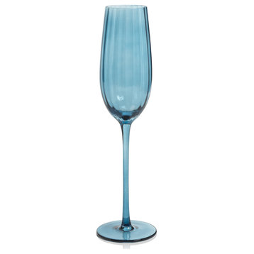 Malden Optic Champagne Flutes, Blue Azure, Set of 4