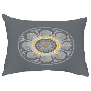 Stained Glass 14"x20" Decorative Abstract Outdoor Throw Pillow, Gray