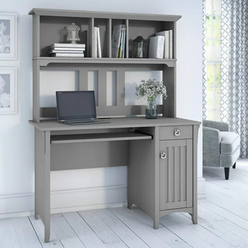 Traditional Desk With Hutch, Keyboard Tray & Ample Storage Space, Cape Cod Gray