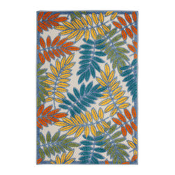 Nourison - Nourison Aloha 2'8" x 4' Ivory/Multi Tropical Area Rug - Doormats