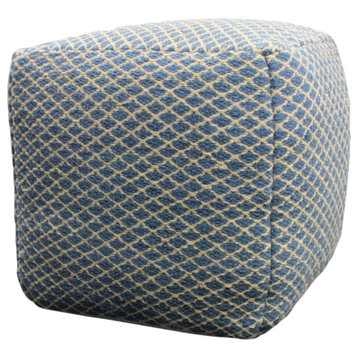 Lia 18" Upholstered Pouf , Blue