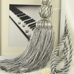 6 Colors QYM30 Polyester and Acrylic Curtain Tassel Tie Backs in Gray in Black C - Window Treatment Accessories