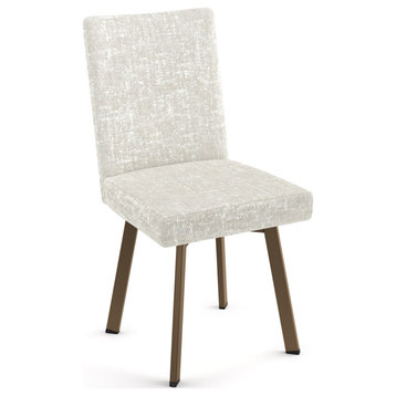 Amisco Elmira Dining Chair, Sheep White & Cream Chenille Fabric / Bronze Metal