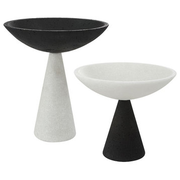 Uttermost Antithesis Marble Bowls, Set of 2, Black/White 18012