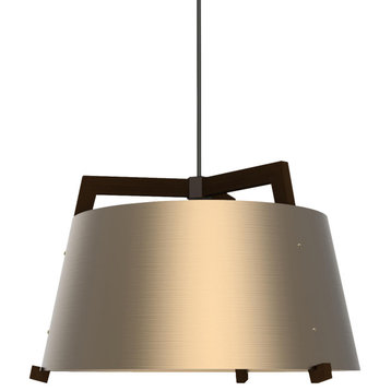 Ignis 24 Pendant, Dark Stained Walnut/Rose Gold Shade With Diffuser, 3500K LED