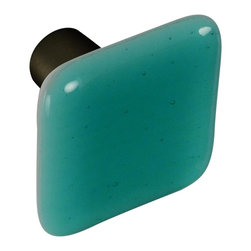 CKP - Art Glass Knob, Light Aqua Blue, Oil-Rubbed Bronze Base - Cabinet And Drawer Knobs