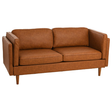Atley Modern Upholstered High Sided Sofa With Solid Wood Legs, Sofa