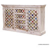 Trafford Mosaic White Solid Wood 4 Drawer Rustic Sideboard Cabinet