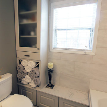 Grey Tiled Bathroom and Shower ~ Streetsboro, OH