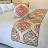 Designer Pink Jacquard King 90"x18" Bed Runner, Quilted and Damask Emre