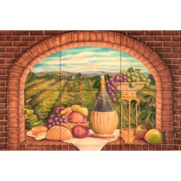 Tile Mural Kitchen Backsplash Tuscan Wine II by Rita Broughton