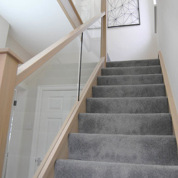 Grey Stained Oak and Glass Staircase