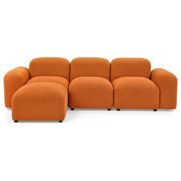 Gewnee L-Shape Modular Sectional Sofa, Diy Combination, Teddy Fabric, Orange.