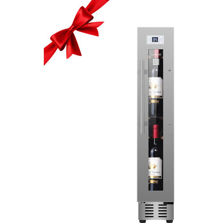 9 Bottle Wine Refrigerator with 7-Color LED Single-Zone with Anti-UV Glass Door, Silver