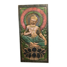 Consigned AntiqueBuddhism Buddha Wall Panel Vintage Handcarved Yoga Studio Decor