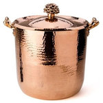 Amoretti Brothers - Copper Stock Pot, Tin Lining, With Lid - Turn the most humble dish into an elegant dining experience. Hand-hammered by talented artisans, this pan is hardworking and great looking, moving from your stovetop to oven and even tabletop with classic culinary appeal. The outside of gleaming copper reveals an interior lined with tin. When not in use, hang it by its curvy handle to show off your good taste