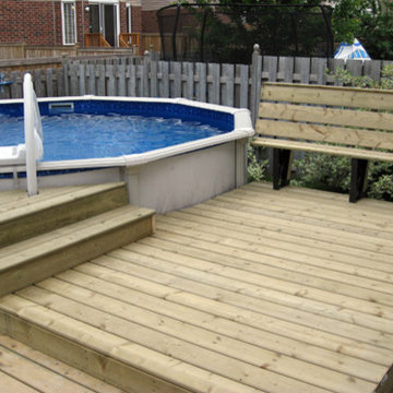 Small deck surround for above ground pool