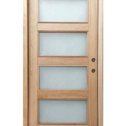 Mahogany Contemporary 4-Lite Single - Front Doors