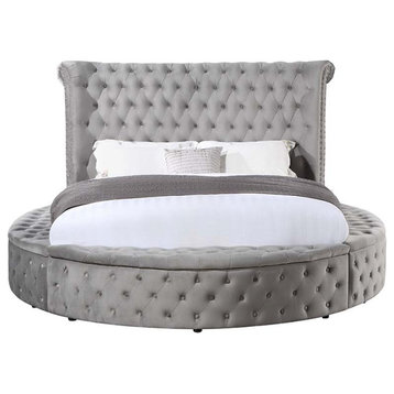 Acme Gaiva Queen Bed With Storage Gray Velvet